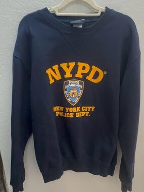 NYPD Logo Crewneck Sweatshirt - Navy with Yellow Graphic